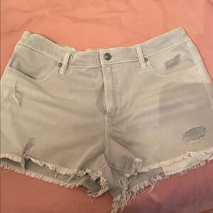 Aerie Light Gray Distressed Jean Shorts